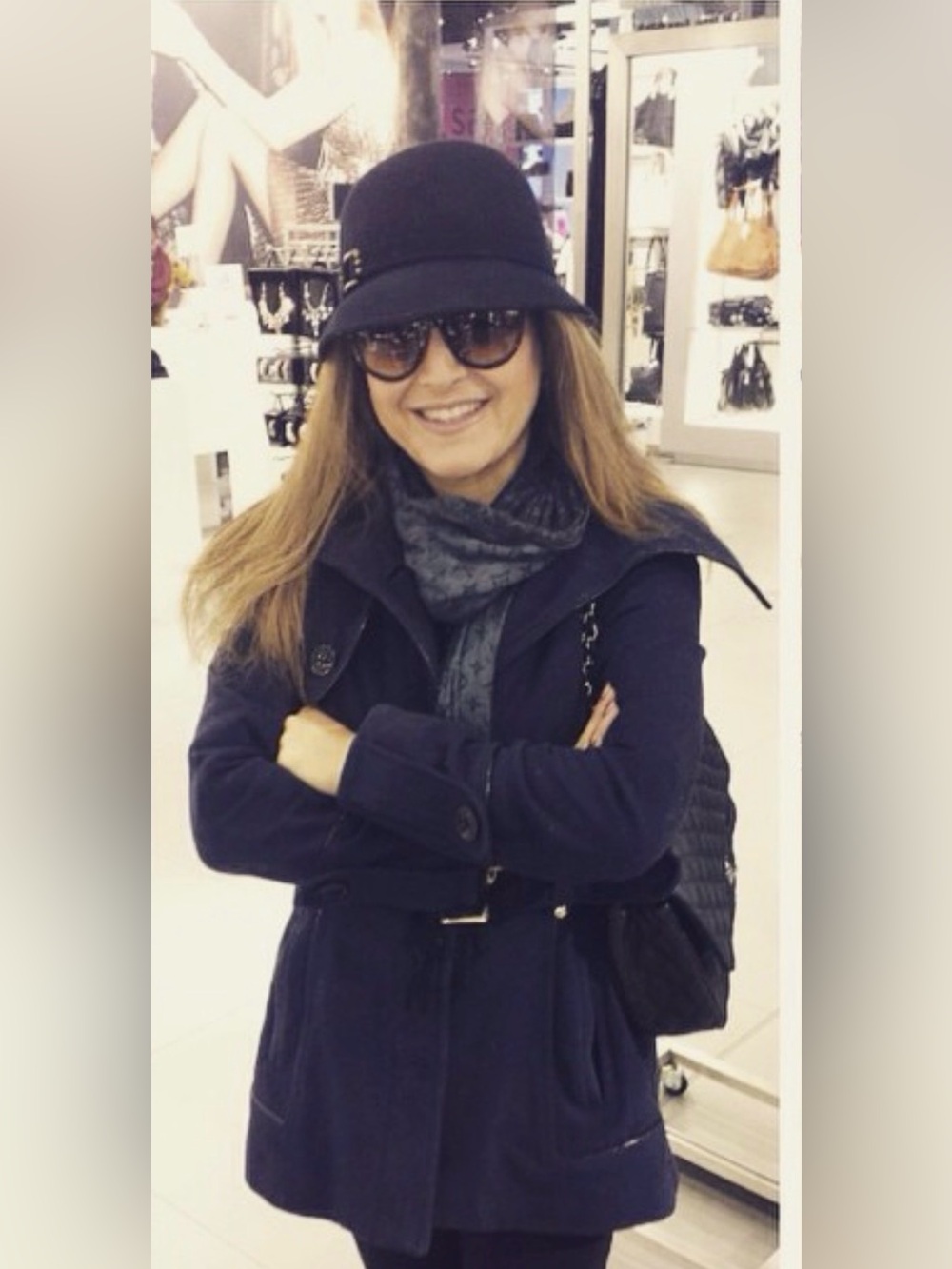 Dark Navy 100% Wool Cloche Hat with Brim and Bow Detail